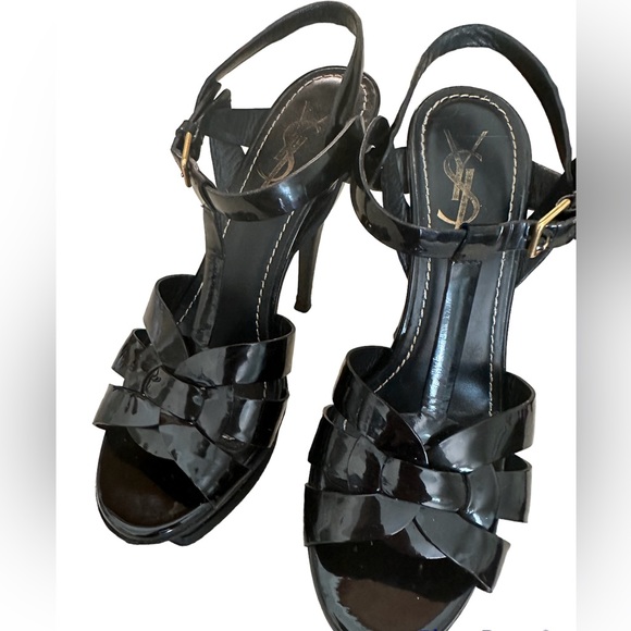 YSL Tribute Platform Sandals in Patent Leather - Picture 6 of 6